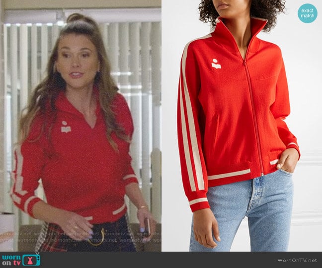 Darcy Striped Track Jacket by Isabel Marant Etoile worn by Liza Miller (Sutton Foster) on Younger