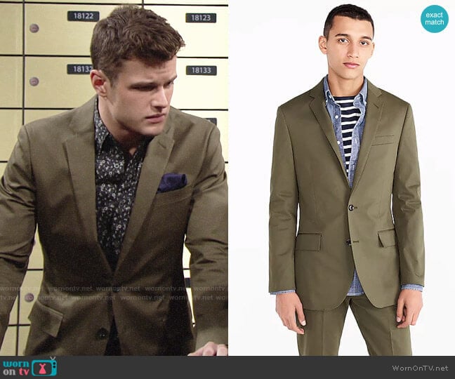 J. Crew Ludlow Jacket in Streetscape Green worn by Kyle Abbott (Michael Mealor) on The Young and the Restless