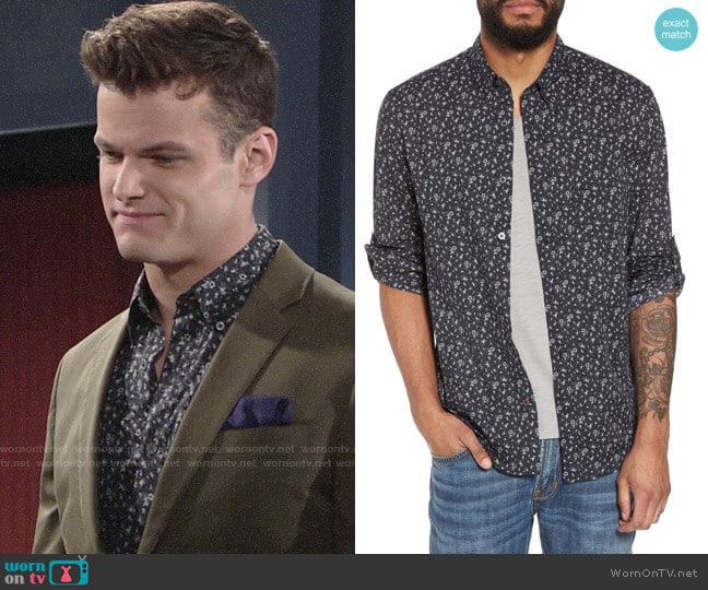 John Varvatos Charcoal Floral Shirt worn by Kyle Abbott (Michael Mealor) on The Young and the Restless