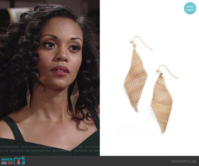 Jules Smith Mesh Wave Kite Earrings worn by Hilary Curtis (Mishael Morgan) on The Young and the Restless