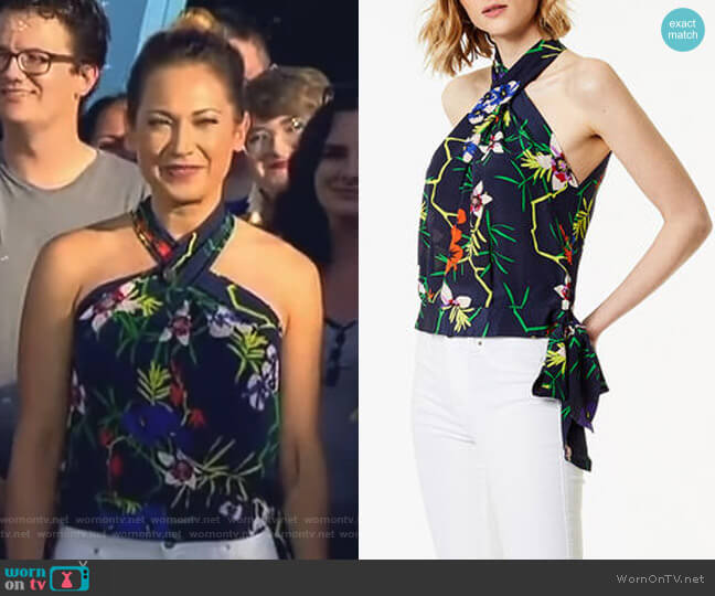 Floral Halterneck Top by Karen Millen worn by Ginger Zee on Good Morning America