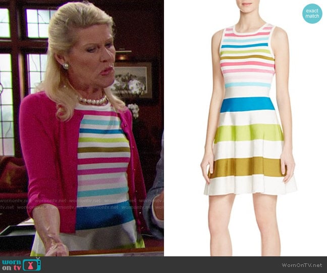 Karen Millen Rainbow Stripe Knit Sweater Dress worn by Pamela Douglas (Alley Mills) on The Bold and the Beautiful