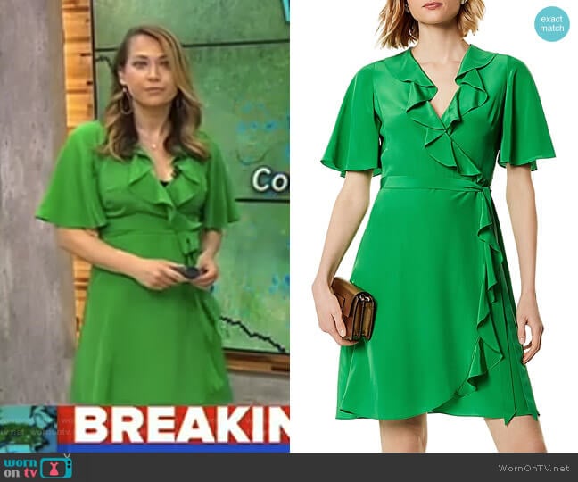 Ruffled Silk Wrap Dress by Karen Millen worn by Ginger Zee on Good Morning America