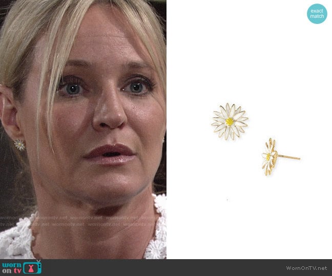 Kate Spade Daisy Stud Earrings worn by Sharon Newman (Sharon Case) on The Young and the Restless