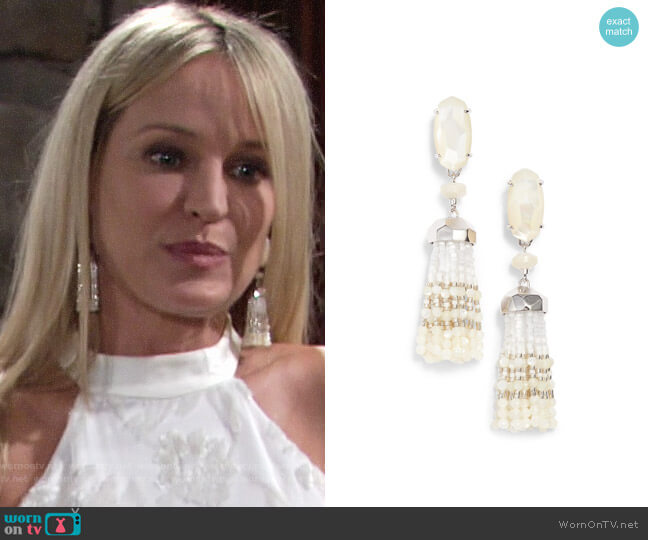 Kendra Scott Dove Tassel Earrings worn by Sharon Newman (Sharon Case) on The Young and the Restless