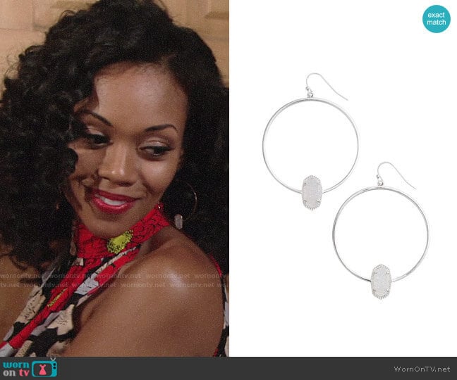 Kendra Scott Elora Frontal Hoop Earrings worn by Hilary Curtis (Mishael Morgan) on The Young and the Restless