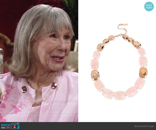 Kenneth Cole Salt Mines Quartz Stone Collar Necklace worn by Dina Mergeron (Marla Adams) on The Young & the Restless