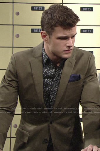 Kyle’s black floral shirt and green blazer on The Young and the Restless