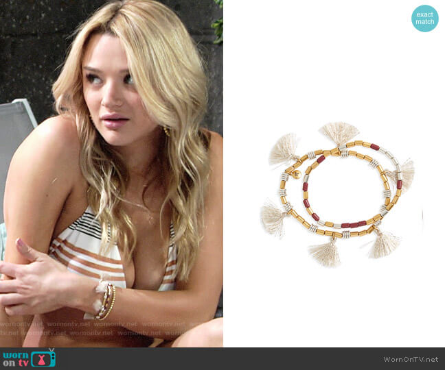 Madewell Set of 2 Beaded Tassel Bracelets worn by Summer Newman (Hunter King) on The Young and the Restless