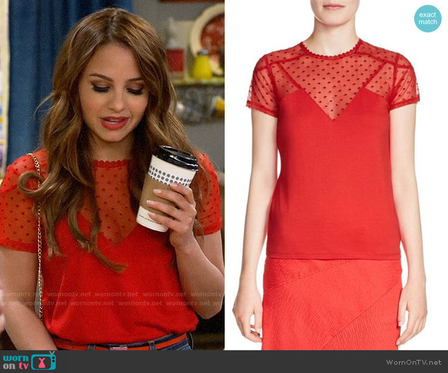 Maje Tribor Top worn by Sofia Rodriguez (Aimee Carrero) on Young & Hungry