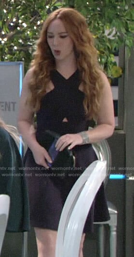 Mariah’s navy criss-cross dress on The Young and the Restless