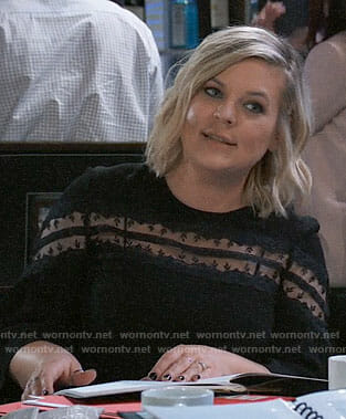 Maxie's black mesh inset top on General Hospital
