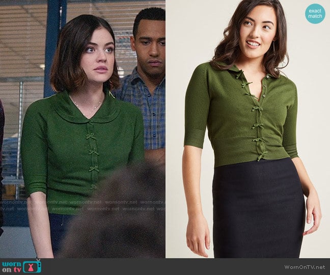 ModCloth Banned Generous to a Malt Cardigan in Spearmint  worn by Stella Abbott (Lucy Hale) on Life Sentence