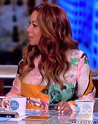 Sunny’s mixed print satin dress on The View