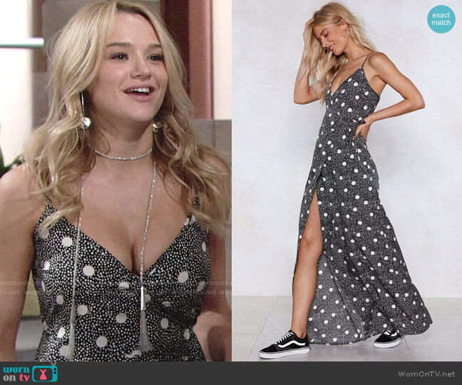 Nasty Gal Run Circles Round Em Polka Dot Dress worn by Summer Newman (Hunter King) on The Young and the Restless