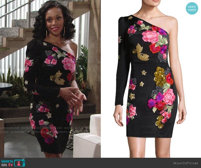 Nicole Miller Flora and Fauna Dress worn by Hilary Curtis (Mishael Morgan) on The Young and the Restless