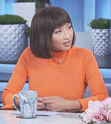 Jeannie's orange ribbed cropped sweater on The Real