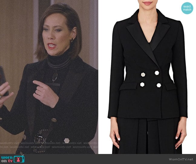 Ruby Suppressed-Waist Wool Blazer by Osman worn by Diana Trout (Miriam Shor) on Younger