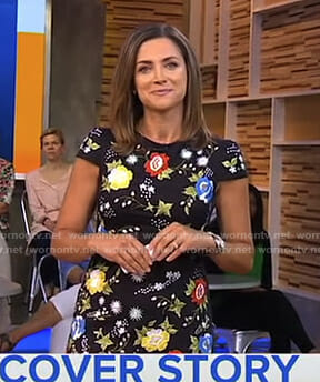 Paula’s black floral embroidered dress on Good Morning America
