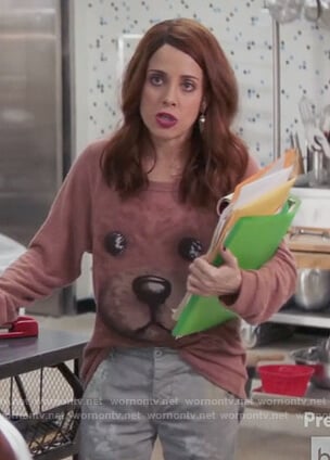 Jo's teddy bear sweatshirt on Girlfriends Guide to Divorce