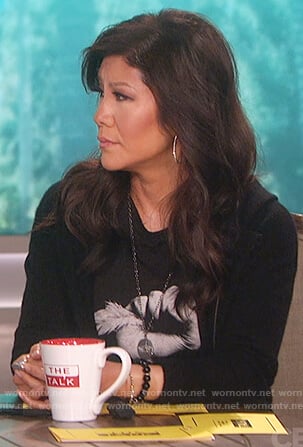 Julie's black fist print t-shirt on The Talk