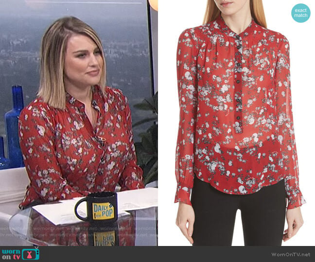 'Susan' Floral Print Silk Blouse by Rag & Bone worn by Carissa Loethen Culiner on E! News