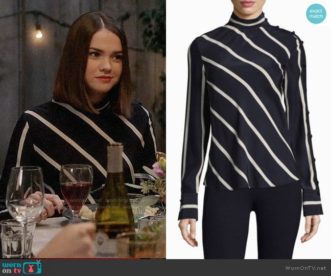 Rag & Bone Bretton Striped Silk Top worn by Callie Jacob (Maia Mitchell) on The Fosters