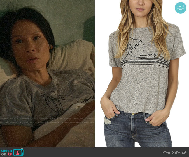 Rag & Bone Palm Embroidered Linen Tee worn by Joan Watson (Lucy Liu) on Elementary