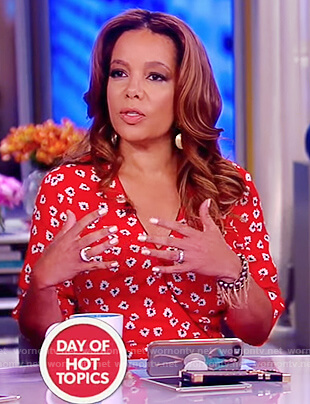 Sunny’s red floral wrap dress on The View