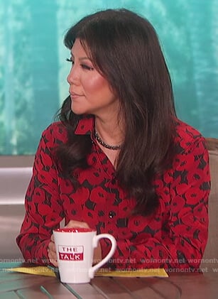 Julie’s red poppy print blouse on The Talk