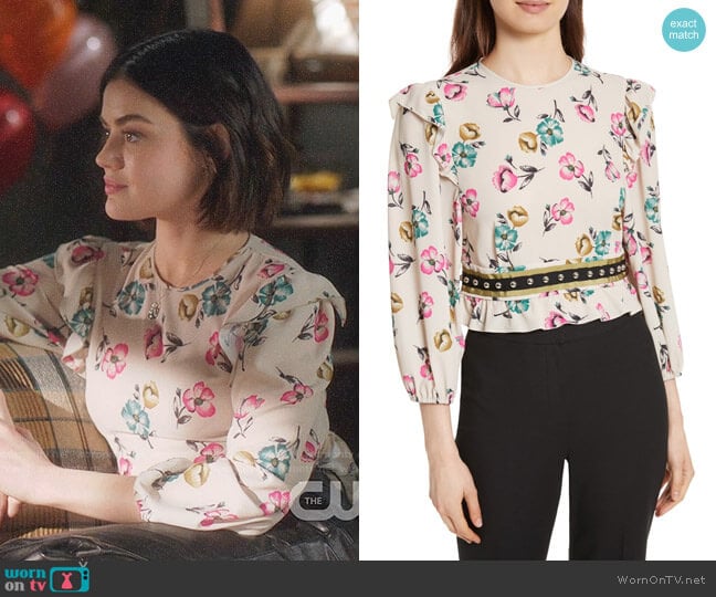 RED Valentino Anemone Floral Print Blouse worn by Stella Abbott (Lucy Hale) on Life Sentence