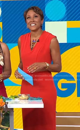 Robin’s orange v-neck dress on Good Morning America