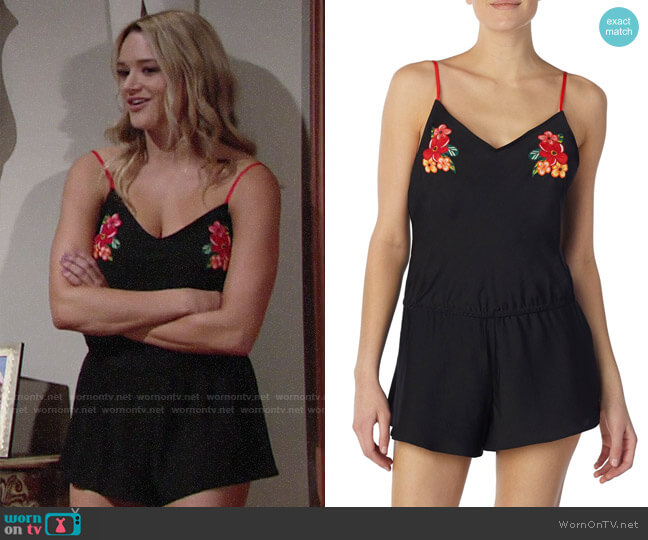 Room Service Satin Romper worn by Summer Newman (Hunter King) on The Young and the Restless