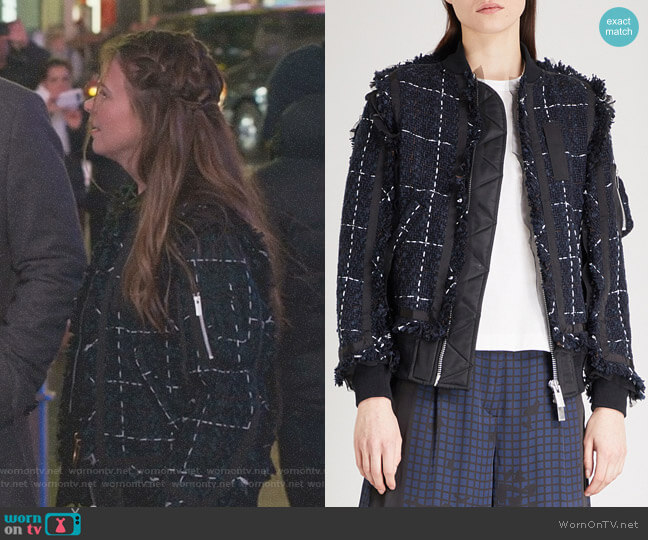 Tweed bomber jacket by Sacai worn by Liza Miller (Sutton Foster) on Younger