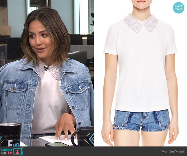 Rare Lace Collar Keyhole Tee by Sandro worn by Erin Lim on E! News