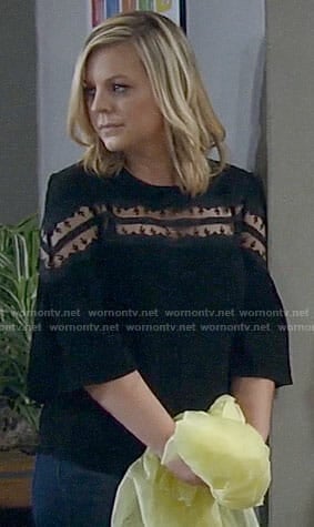 Maxie’s black mesh inset top on General Hospital