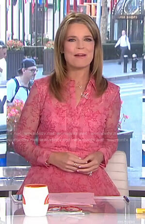 WornOnTV: Savannah’s pink lace shirtdress on Today | Savannah Guthrie ...