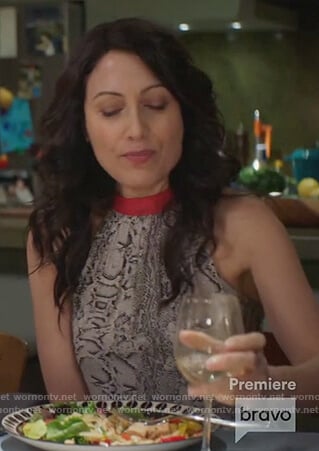 Abby’s snake print halter neck top on Girlfriends Guide to Divorce