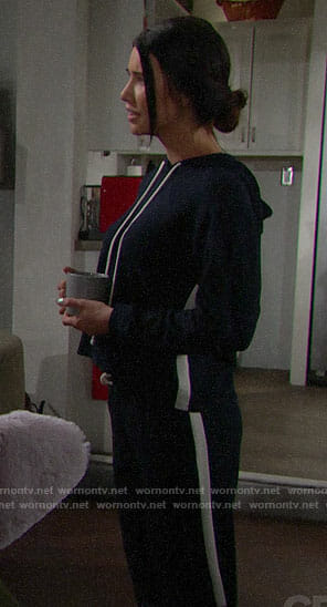 Steffy’s side stripe hoodie and sweatpants on The Bold and the Beautiful