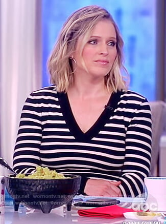 Sara’s striped v-neck bodysuit on The View