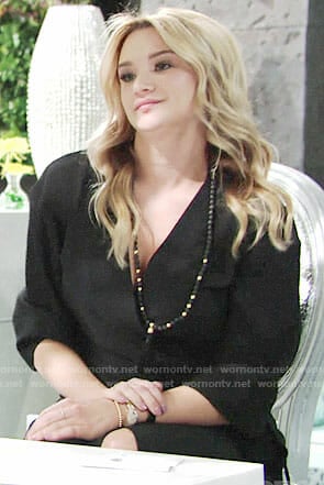 Summer’s black wrap dress and tassel necklace on The Young and the Restless