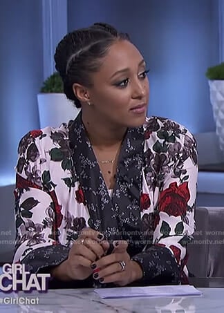 Tamera’s white floral dress and jacket on The Real