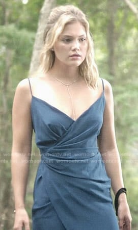 Tandy's blue wrap dress on Marvel's Cloak and Dagger