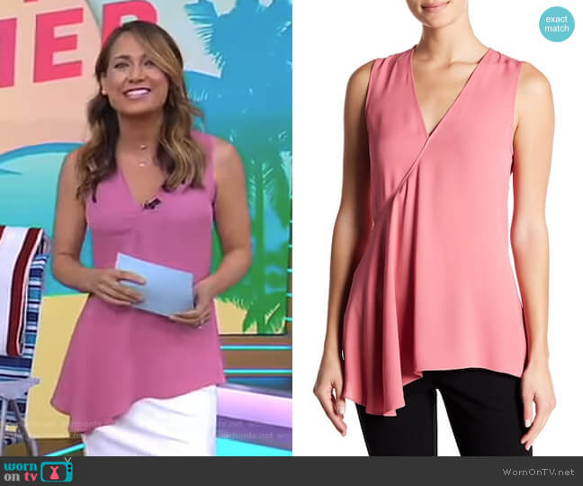 WornOnTV: Ginger’s pink draped sleeveless top on Good Morning America ...
