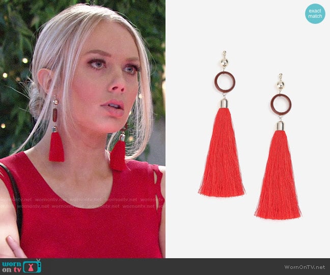 Topshop Circle and Tassel Drop Earrings worn by Abby Newman (Melissa Ordway) on The Young and the Restless