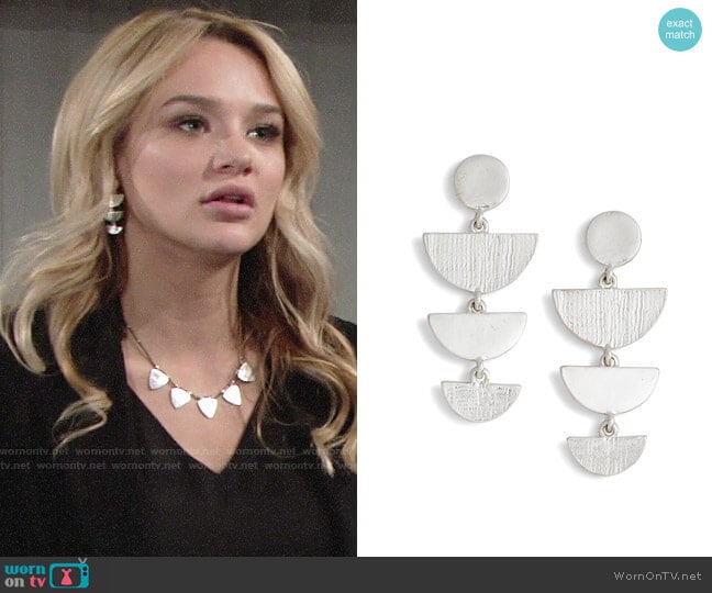 Treasure & Bond Etched Chandelier Earrings worn by Summer Newman (Hunter King) on The Young and the Restless