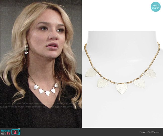 Treasure & Bond Etched Plate Necklace worn by Summer Newman (Hunter King) on The Young and the Restless