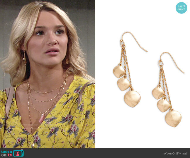 Treasure & Bond Petal Drop Earrings worn by Summer Newman (Hunter King) on The Young & the Restless