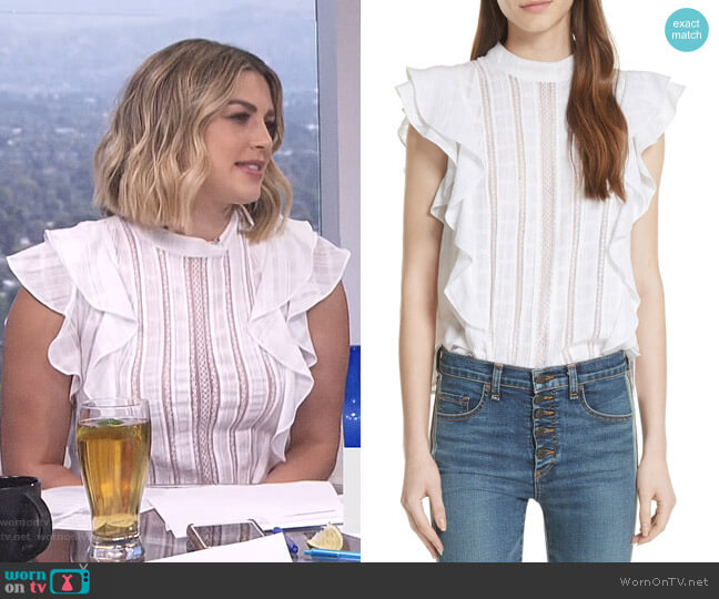 Sol Ruffle Detail Top by Veronica Beard worn by Carissa Loethen Culiner on E! News