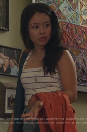 Mariana’s stripped button front crop top on The Fosters